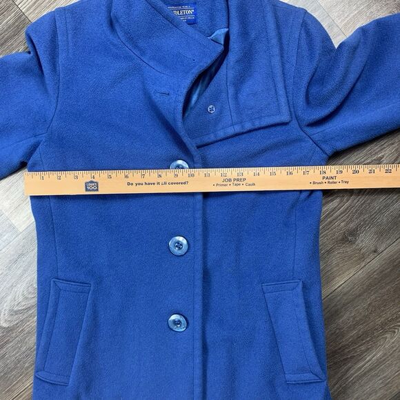 Pendleton Coat Womens 6 Petite Blue Wool Blend Lined Longline Button Up - Picture 6 of 9